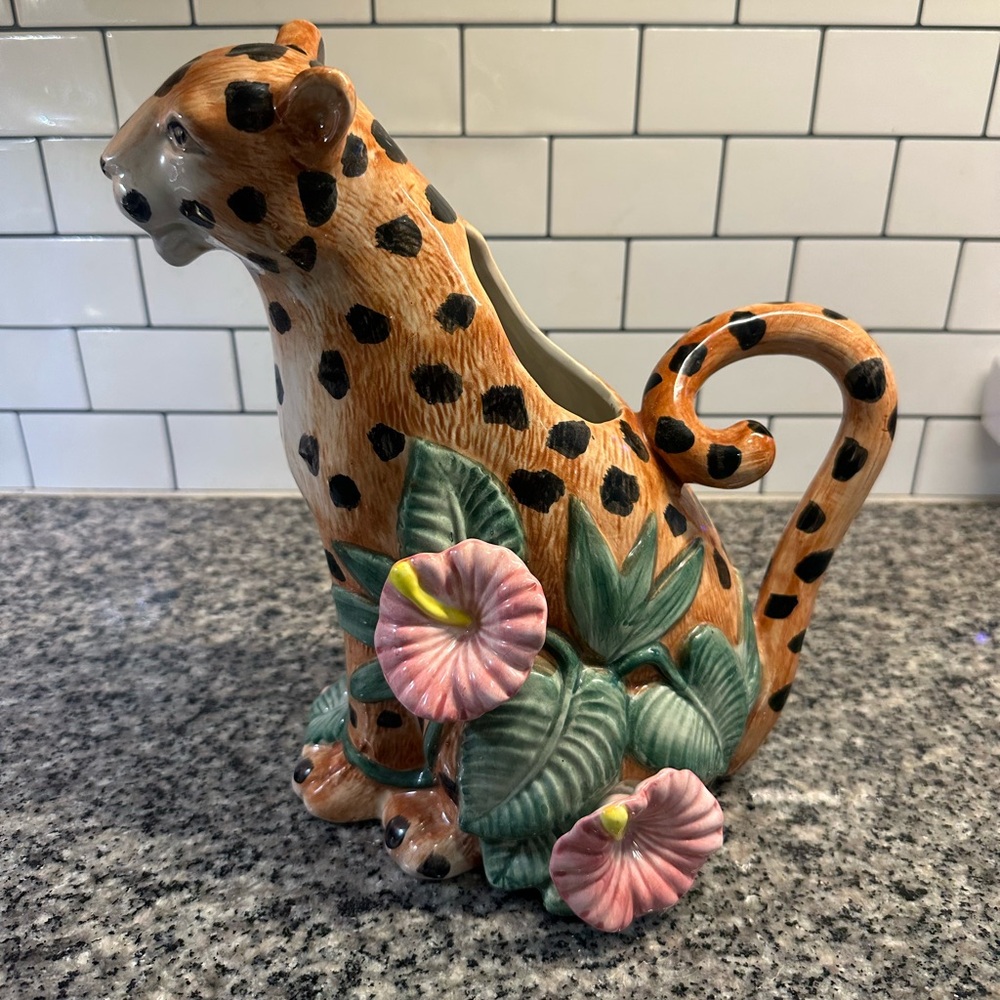 Fitz & Floyd Leopard Jaguar Jungle Serengeti Pitcher